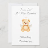 Baby Loss Twin Angel Teddy Bear Card (正面)