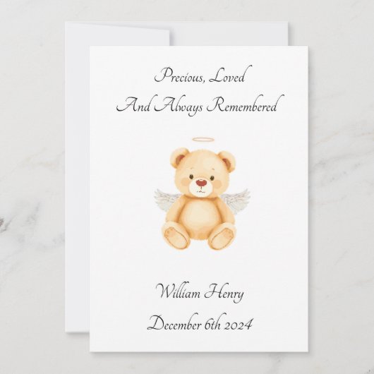 Baby Loss Twin Angel Teddy Bear Card (正面)