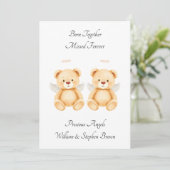 Baby Loss Twins Born Together Teddy Bear Card (スタンド正面)