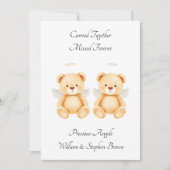 Baby Loss Twins Carried Together Teddy Bear Card (正面)