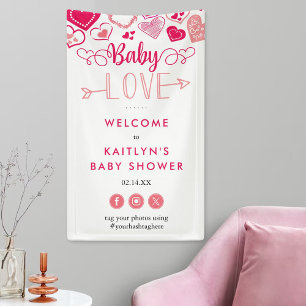 "Baby Love" バレンタインデー・ベビーシャワーのウェルカム 横断幕