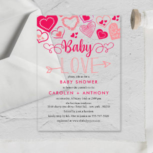 "Baby Love" バレンタインデー・ベビーシャワー アクリル招待状