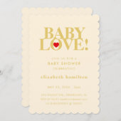 BABY LOVE! Bold Cream Gold Baby Shower Invitation 招待状 (正面/裏面)