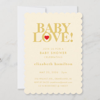 BABY LOVE! Bold Cream Gold Baby Shower Invitation 招待状