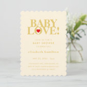 BABY LOVE! Bold Cream Gold Baby Shower Invitation 招待状 (スタンド正面)