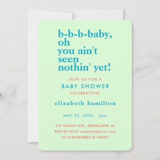 BABY LOVE! Bold Cream Gold Baby Shower Invitation 招待状 (正面)