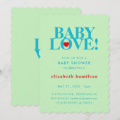 BABY LOVE! Bold Green Blue Baby Shower Invitation 招待状 (正面/裏面)