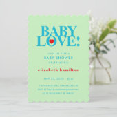 BABY LOVE! Bold Green Blue Baby Shower Invitation 招待状 (スタンド正面)