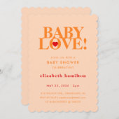 BABY LOVE! Bold Orange Baby Shower Invitation 招待状 (正面/裏面)