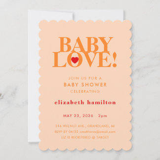 BABY LOVE! Bold Orange Baby Shower Invitation 招待状