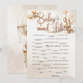 BABY MAD LIBS ベビーシャワーゲーム かわいいクマ 招待状 (正面/裏面)