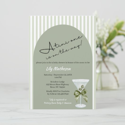 Baby Martini 'tini-one' Baby Shower 招待状 (スタンド正面)