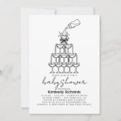 Baby Milk Bottle Champagne tower Funny Baby Shower 招待状 (正面)