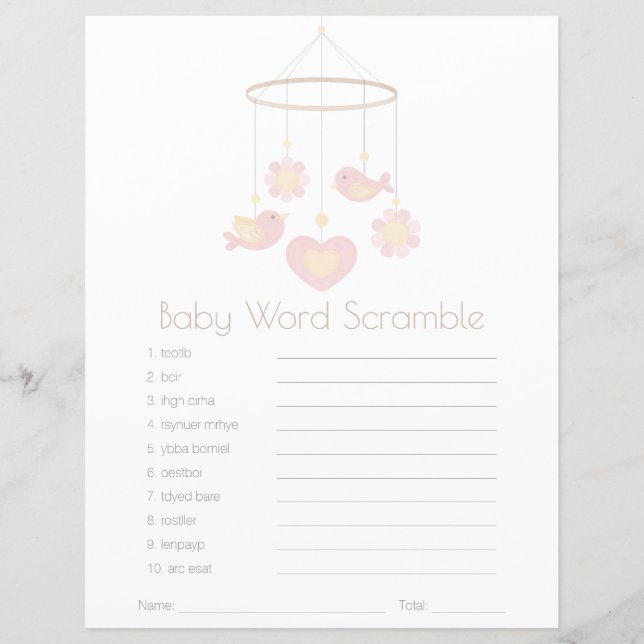 Baby Mobile Nesting Party Baby Word Scramble (正面)