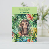 Baby Monkey Happy Birthday Special Grandson カード (スタンド正面)