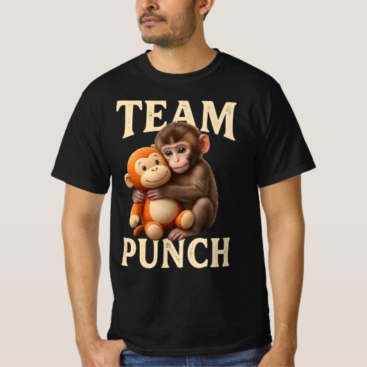 Baby Monkey Punch Team | Cute Rescued Macaque Cudd Tシャツ (正面)