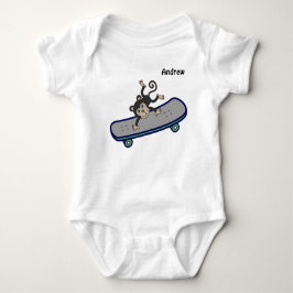 baby Monkey  riding skateboards ベビーボディスーツ