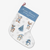 Baby My 1st Christmas Custom Woodland Blue ラージクリスマスストッキング (正面 (吊り時))