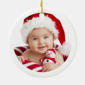 Baby My First Christmas Deer Owl Woodland Photo  セラミックオーナメント (裏面)