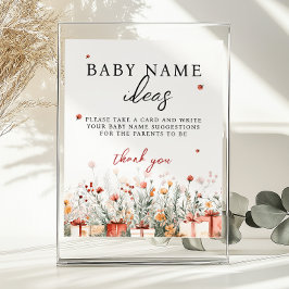 Baby Name Ideas Merry Little Baby Shower Game sign ポスター