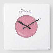 Baby Name personalized, Nursery, kids,     Square  スクエア壁時計 (正面)