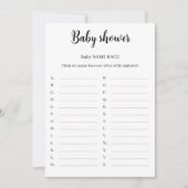 Baby Name Race Baby Shower Game, 招待状 (正面)