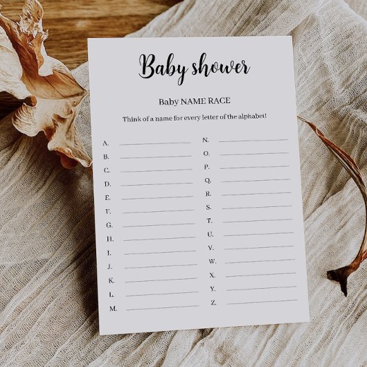 Baby Name Race Baby Shower Game, 招待状