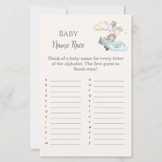 Baby Name Race Bearly Wait Airplane Boy Game (正面)