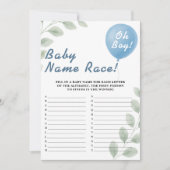 Baby Name Race Shower Game Balloon Eucalyptus 招待状 (正面)