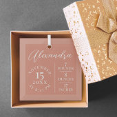  Baby Name Script & Birth Stats Pink Keepsake ガラスオーナメント