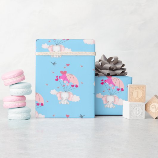 Baby Nelly on Blue Wrapping Paper ラッピングペーパー (ベビーシャワー)