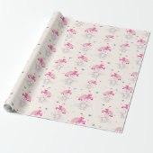 Baby Nelly on Floral White Wrapping Paper ラッピングペーパー (アンロールド)