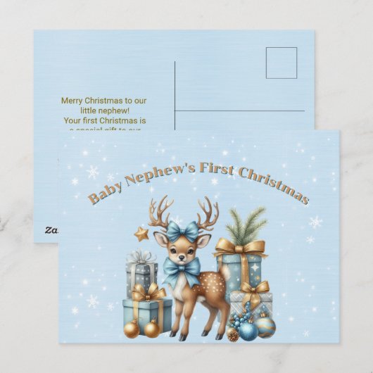 Baby Nephew's First Christmas Holiday Postcard シーズンポストカード (正面/裏面)