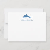 Baby Note Card, Blue Dolphin Gingham Flat Card ノートカード (正面)