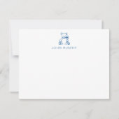 Baby Note Card, Blue Teddy Bear Gingham Flat ノートカード (正面)