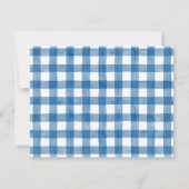 Baby Note Card, Blue Teddy Bear Gingham Flat ノートカード (裏面)