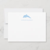 Baby Note Card, Light Blue Dolphin Gingham Flat ノートカード (正面)