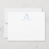 Baby Note Card, Light Blue Teddy Bear Gingham Flat ノートカード (正面)