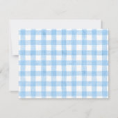 Baby Note Card, Light Blue Teddy Bear Gingham Flat ノートカード (裏面)
