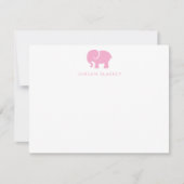 Baby Note Card, Light Pink Elephant Gingham Flat ノートカード (正面)