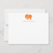 Baby Note Card, Orange Elephant Gingham Flat Card ノートカード (正面)