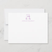 Baby Note Card, Purple Teddy Bear Gingham Flat ノートカード (正面)