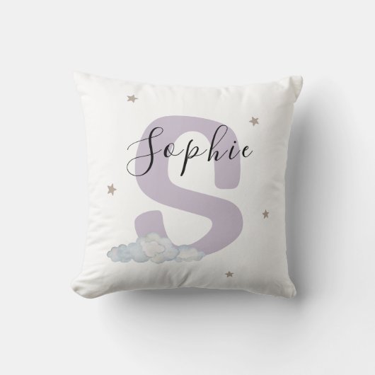 Baby Nursery Throw Pillow Custom Name Initial クッション (正面)