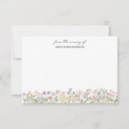 Baby Nursery Watercolor Floral Thank You Card ノートカード
