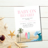 Baby On Board Baby Shower, Surf Beach Baby Shower 招待状