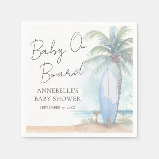 Baby On Board Beach Baby Shower スタンダードカクテルナプキン (正面)