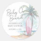 Baby On Board Beach Baby Shower ラウンドシール (正面)