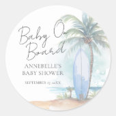 Baby On Board Beach Baby Shower ラウンドシール (正面)