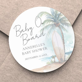 Baby On Board Beach Baby Shower ラウンドシール
