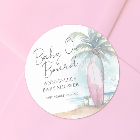 Baby On Board Beach Baby Shower ラウンドシール